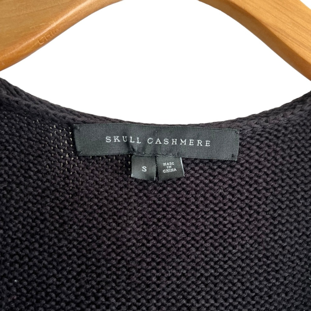 Late Y2K Skull Cashmere 100% Cotton Skull Print Black Knit Scoop Neck Tank - Picture 7 of 11